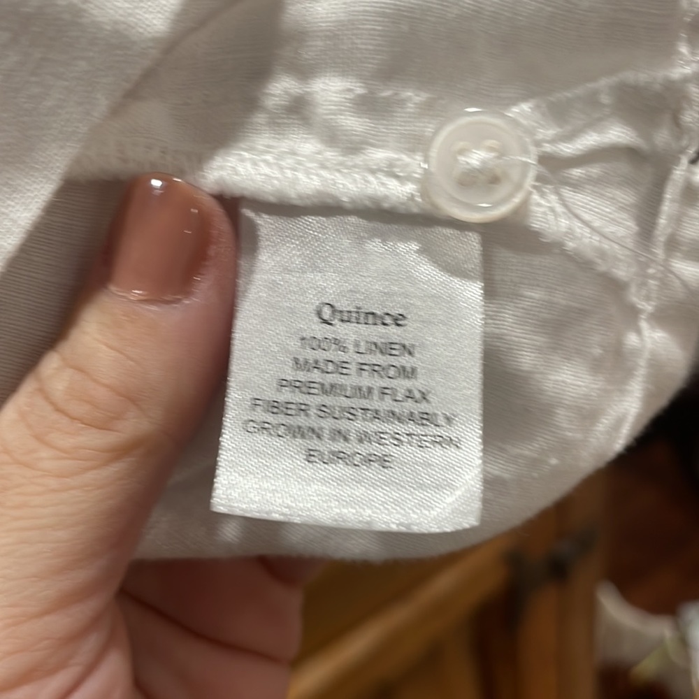 Quince Sz L 100% Linen White Blouse - Picture 3 of 5